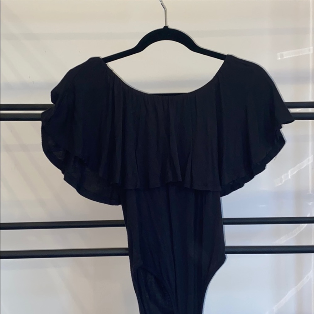 Black off the shoulder bodysuit